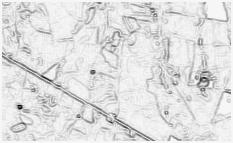 16 Detecção e afinamento de bordas em direções... Figura 3 a) Recorte da Imagem original, b) bordas detectadas com o operador de Prewitt; c) Sobel e d) Nevatia e Babu. (a) (b) (c) (d).