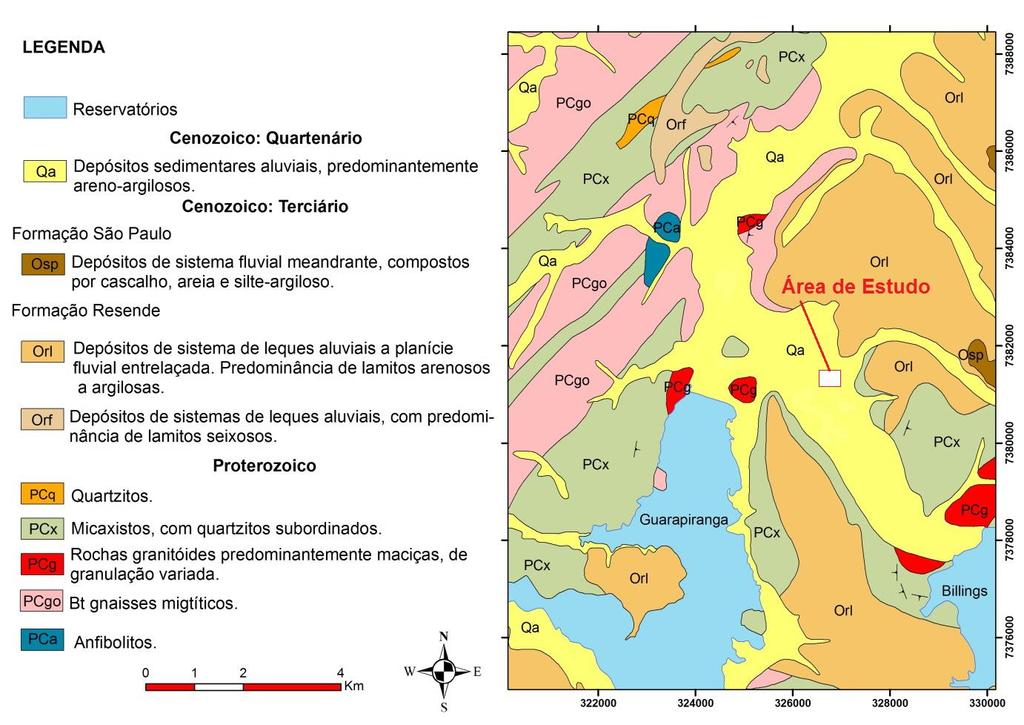 29 A Figura 12 mostra as unidades geológicas próximas à área de estudo.