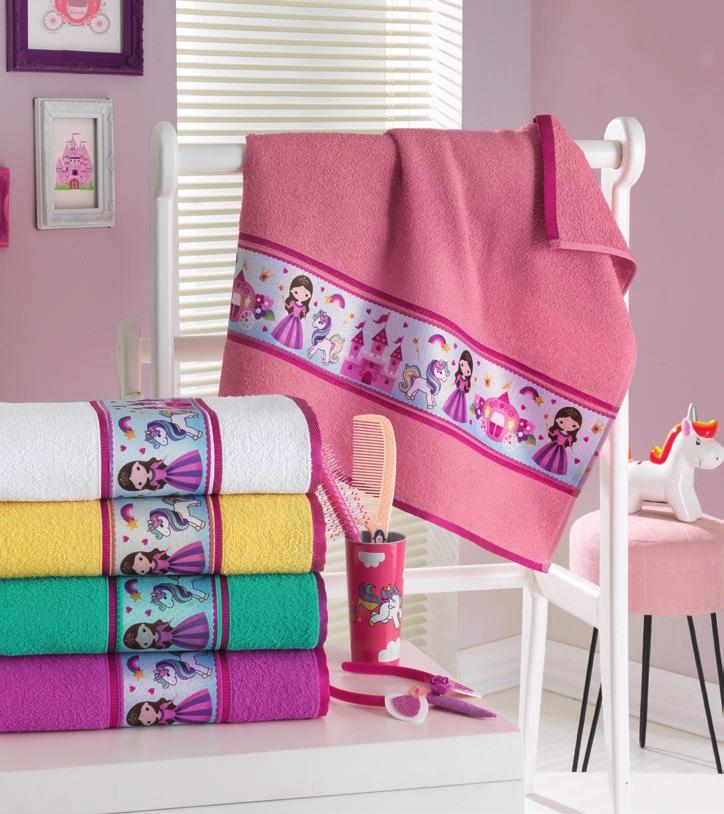 Kids Melody Princess (exceto efeito decorativo) 0229 Rosa Blush 0001 Branco 0131 Ypê 340g 0352 Verde Montreal 0294 Framboesa 4355 Toalha Rosto 45x70cm 107g 4 unidades