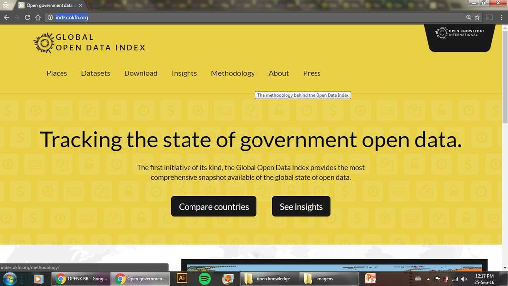 Algumas das iniciativas Esse índice é uma iniciativa da sociedade civil que busca realizar o mapeamento do estado dos dados abertos em diversos países (e
