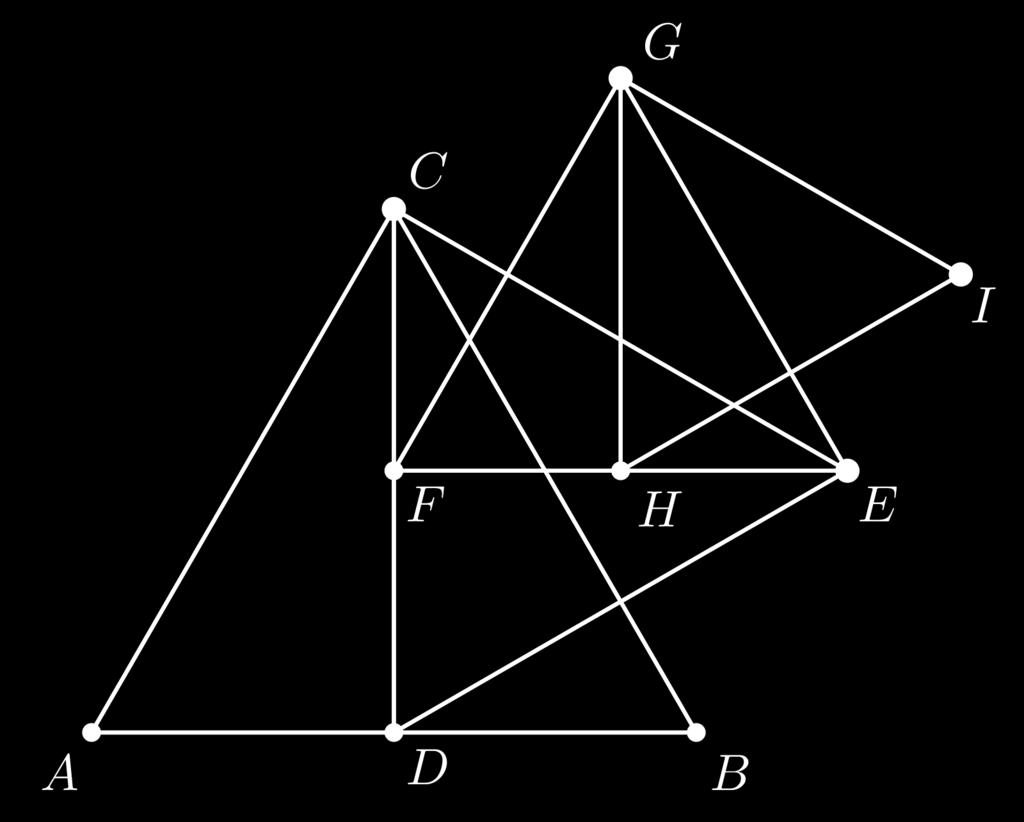 [5] Na figura, os triângulos ABC, CDE, EFG e GH I são equiláteros, sendo CD uma altura de ABC, EF uma altura de CDE e GH uma altura de EFG.