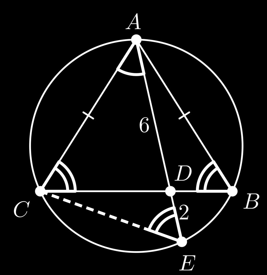 Desta forma, os triângulos ACD e AEC são semelhantes. Teremos então logo e portanto o que nos dá AC AE = AD AC, AC 8 = 6 AC, AC = 6 8, AC = 4.