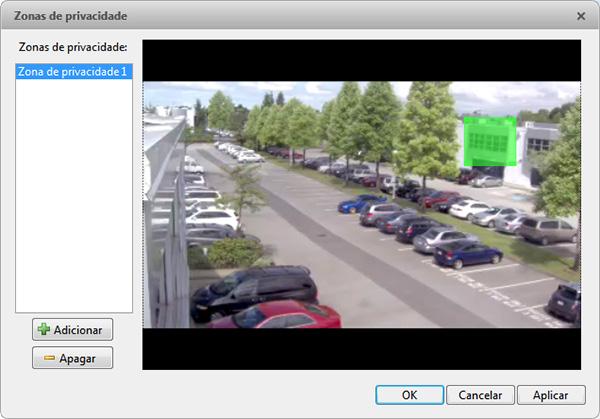 Avigiln Cntrl Center Cre Znas de Privacidade É pssível definir znas de privacidade n camp de visã da câmera para blquear áreas que vcê nã queira ver u gravar, cm entradas de banheirs e utras áreas
