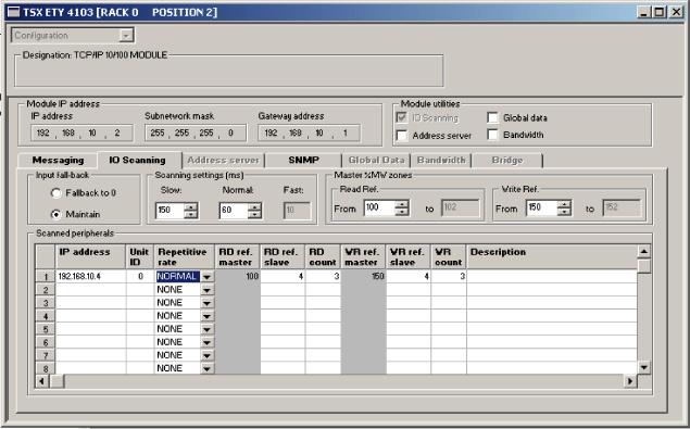 4 Planeamento do projecto e colocação em funcionamento Configuração do mestre (Modbus scanner) Endereçamento de um accionamento através de IO Scanning Seleccione o marcador "IO Scanning".