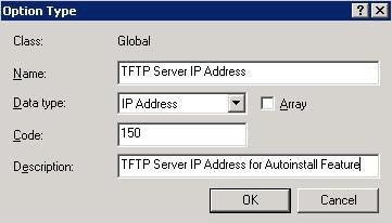 Incorpore o endereço IP do servidor de TFTP ao campo de nome, e escolha o endereço IP de Um ou Mais Servidores Cisco