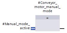 Arraste o parâmetro de input #Manual_mode_active (Operação manual_ativo) e solte " " no lado esquerdo do bloco de alocação.