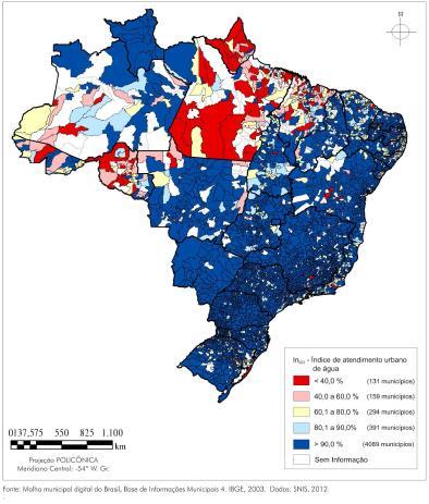 19 Figura 4 - Índice de abastecimento urbano de água no Brasil Fonte: SNIS, 2012.