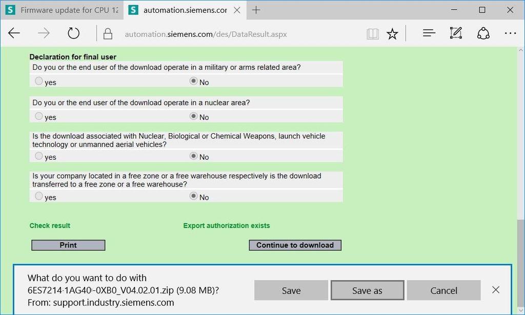 você poderá salvar a Firmware-Update em seu computador.