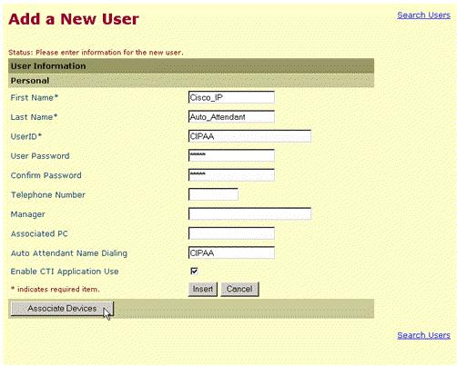 Note: Você deve verificar a caixa de seleção do uso do aplicativo CTI da possibilidade ou o IP AA não pode receber atendimentos do CallManager.