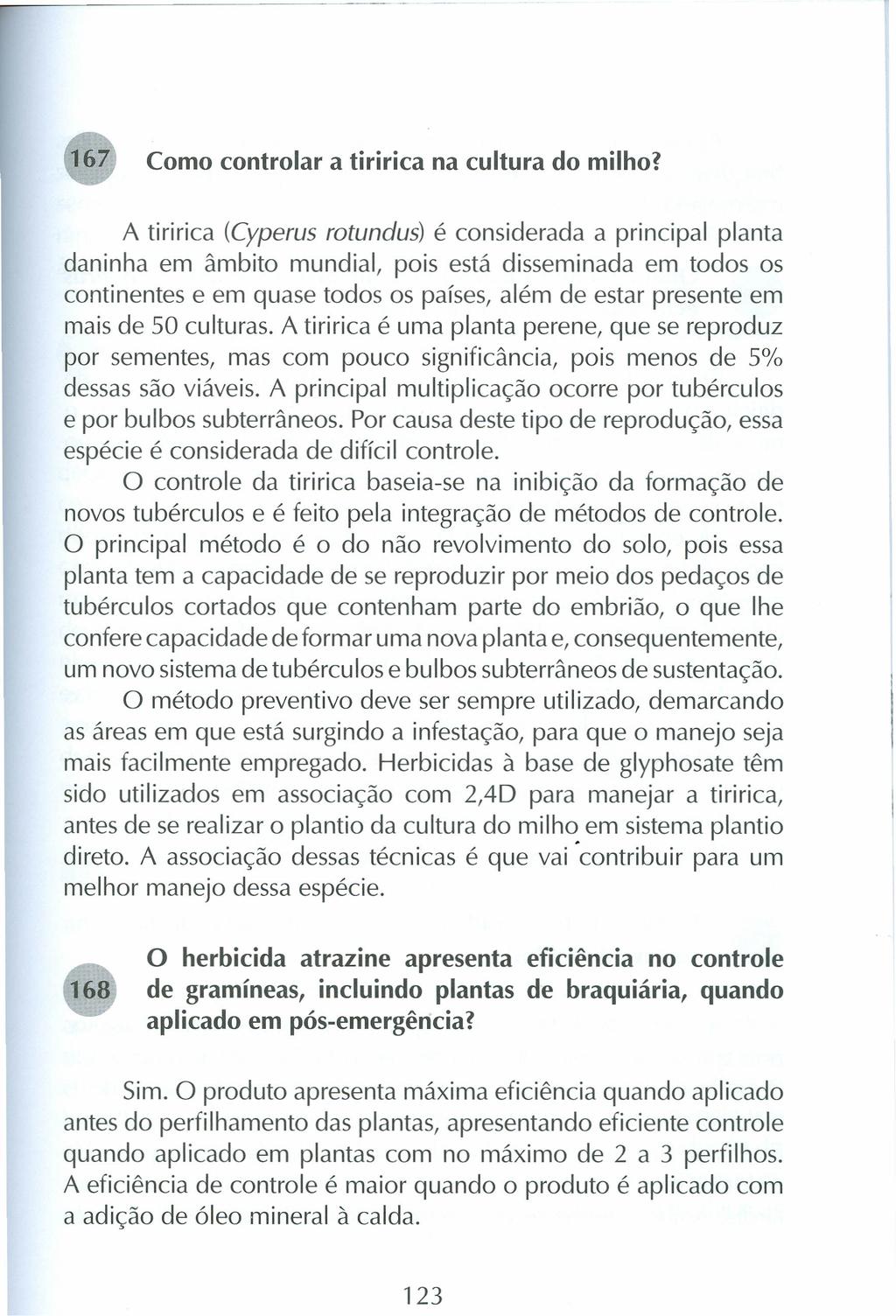 167 Como controlar a tiririca na cultura do milho?