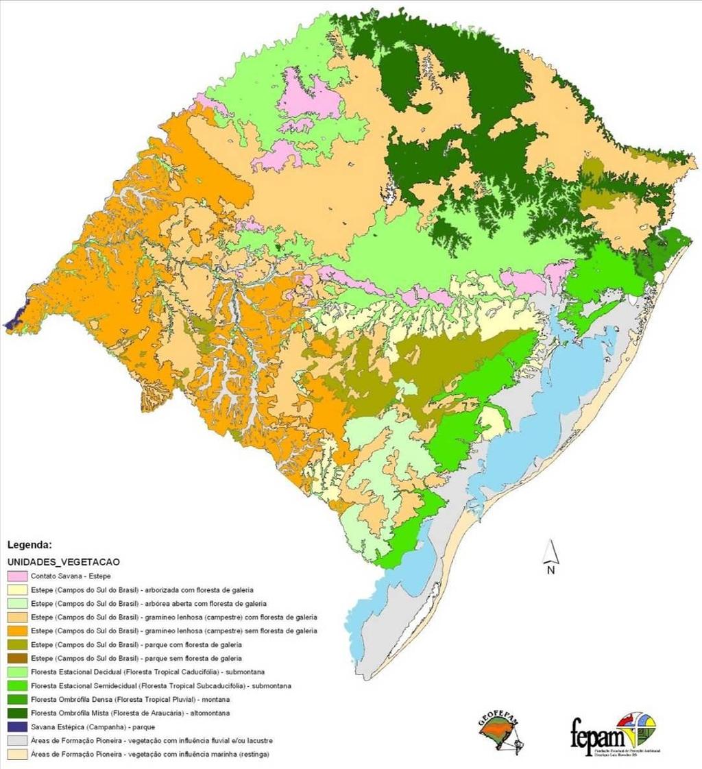 54 Figura 2 Unidades de Vegetação no Rio Grande do Sul Fonte: MAPA... (2016) A floresta estacional decidual, conforme artigo segundo da Lei nº 11.