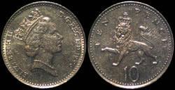 p)* a two-pence piece 5p five pence (five