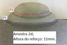 57 110 14 2,017 Ti Temperatura de interpasse; Tp Temperatura de preaquecimento; V Tensão; Im