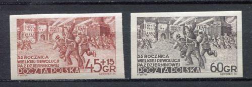 1952: Selos Postais emitidos pela Polônia, em