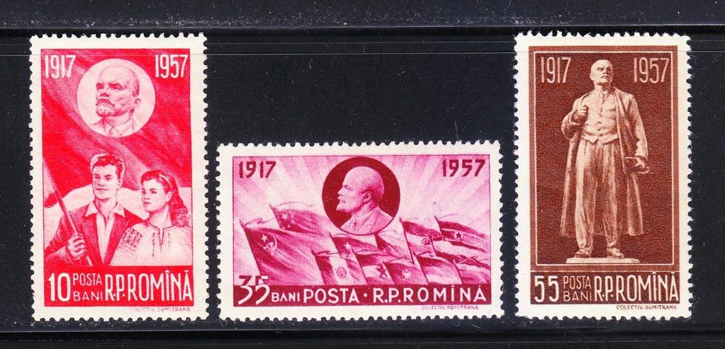 Selos Postais emitidos em 1957, pela Romênia, em