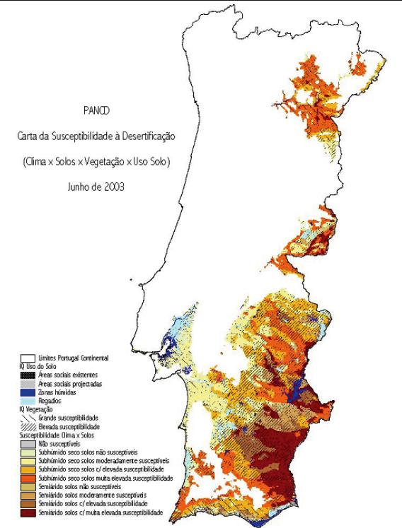 Desertificação Índice Síntese da Susceptibilidade à Desertificação Mapa que traduz a susceptibilidade