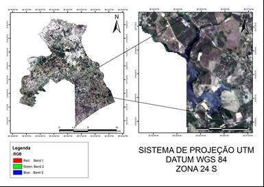 Figura 4- Mapa do uso do solo do município de Garanhuns. Os corpos d água mais ressaltados na imagem foram de duas barragens a sudeste do município.
