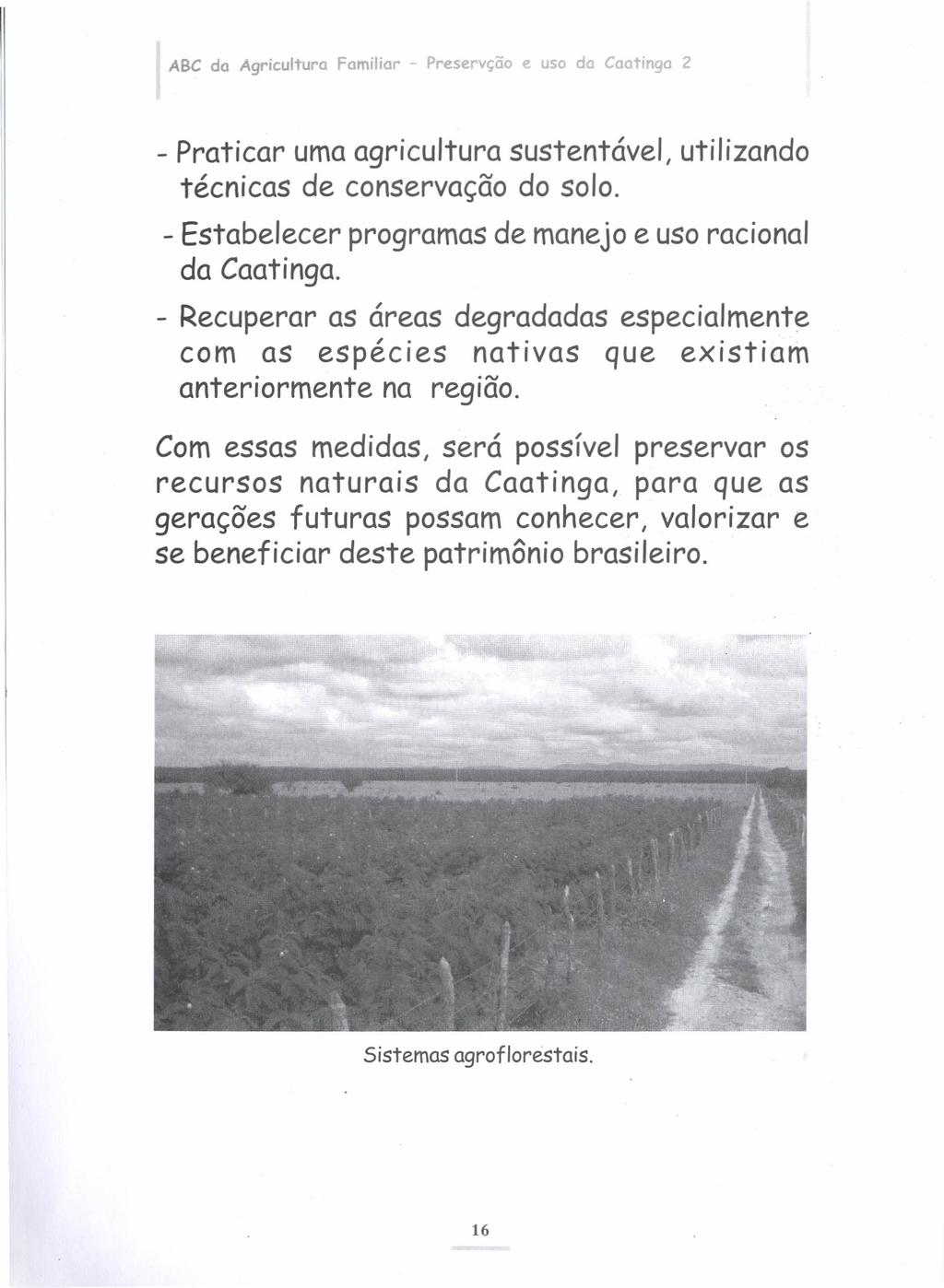 ABC da Agricultura Familiar - Preservção e uso da Caatinga 2 - Praticar umaagricultura sustentável, utilizando técnicas de conservação do solo.