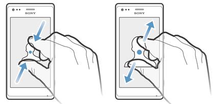 Para fazer zoom Coloque dois dedos no ecrã em simultâneo e aperte-os (para diminuir o zoom) ou afaste-os (para aumentar o zoom).