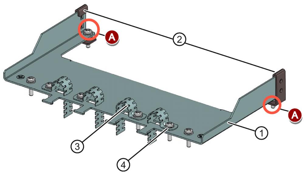 2 clipes 2 1) 3 4 grampos da blindagem do cabo 4 8 parafusos M4 (torque de aperto: 1,8 Nm ± 10%) 2) 1) Os clipes são necessárias somente quando da fixação da placa de