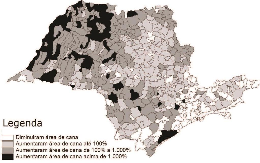 50 Figura 4: Avanço da cana-de-açúcar no Estado de São Paulo Fonte: Olivete, Nachiluk e Francisco 2010.