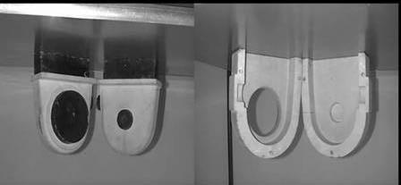 Modelo e caixa de macho para fundição da carcaça da turbina A janela deixada na parte frontal da carcaça (janela de visualização de fluxo) deve ser usinada posteriormente para se obter um acabamento