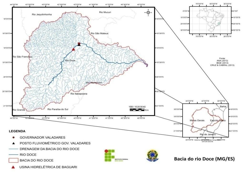 Porto Alegre/RS - 23 a 26/11/2015 MATERIAL E MÉTODOS A área de estudo é compreendida pela bacia hidrográfica do rio Doce (figura 01). 2 Figura 01: Bacia hidrográfica do rio Doce.