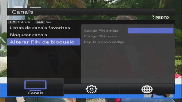 Canais Alterar PIN de bloqueio Pode alterar o seu código PIN neste menu. 0000 é o código predefinido. 1.