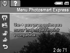 Capítulo 6 1. Certifique-se de que o computador esteja conectado à Internet. 2. Ligue a câmera e pressione. 3. Realce Configuração do menu Compartilhar... e pressione. Conecte a câmera ao computador, utilizando o cabo USB que acompanha a câmera.