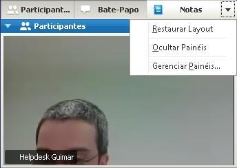 Folha 6 de 19 Participantes Exibe os participantes da reunião Bate-papo Permite a interação em tempo real com os demais participantes Notas Permite digitação de texto livre, podendo