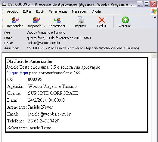 4 O Autorizador recebe o e-mail, e aprova o cancela, após clicar no link que