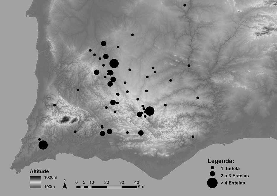 Fig. 1 Dispersão das epígrafes do sudoeste em território português (