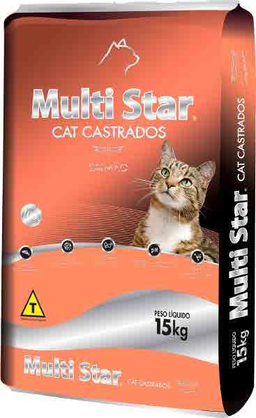 Multi Star Cat Salmão é um alimento indicado para gatos e gatas adultos castrados de todas as raças e portes físicos.