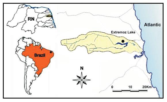 únicos sítios que se apresentaram CMA +/DAPI- (Figuras 2 e 3; em destaque). 3 Figura 1. Mapa com a localização da lagoa de Extremoz, Estado do Rio Grande do Norte, Brasil.