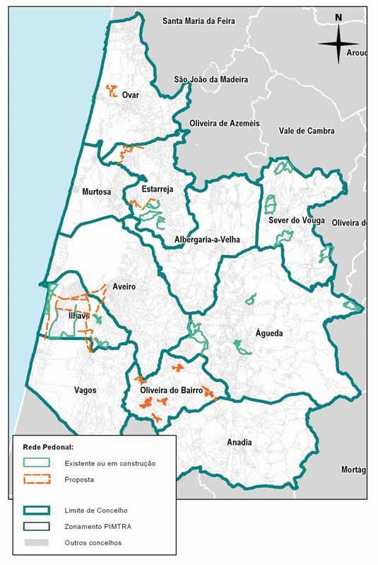 Figura 140 Rede pedonal na Região de Aveiro Fonte: