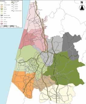 Figura 218 Tempos de deslocação em TI entre concelhos da Região de Aveiro (em minutos) Concelhocom 5 ou menos ligações a 30min. ou inferior Concelhocom 6 a 8 ligações a 30min.