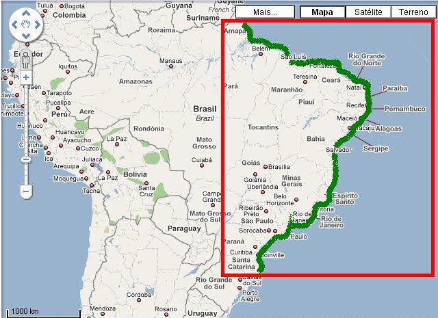 Figura 2: Detalhamento da extensão dos Manguezais brasileiros (Fonte: pnas.