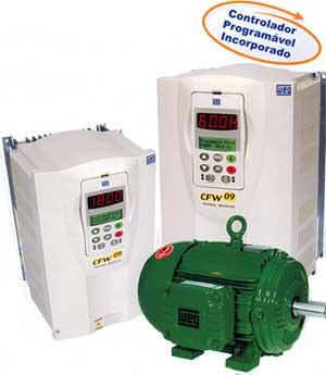 Figura 5 - Onda da saída (sem filtro) Figura 6 - Motor e inversor de frequência O inversor de freqüência possibilita o controle do motor CA variando a freqüência, mas também realiza a variaçào da