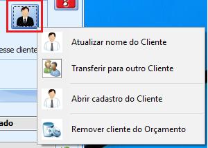 Caso não seja definido um cliente, o orçamento criado será considerado para o cliente BALCÃO.