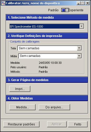 CALIBRAGEM 48 Inicialização do Calibrator Inicie o Calibrator na janela principal do ColorWise Pro Tools.