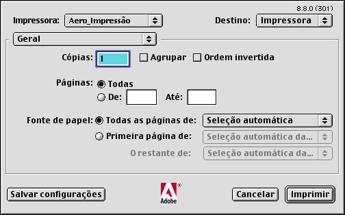 OPÇÕES DE IMPRESSÃO COLORWISE 84 PARA CONFIGURAR AS OPÇÕES DE