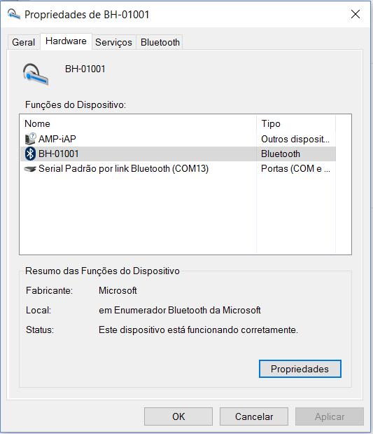 Pareamento Bluetooth 5 Uma porta serial foi criada durante o pareamento.