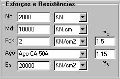 9.37 - Sub Unidades30 No ampo Esforços e resistênias podemos esolher om qual unidade pretendemos trabalhar: O programa trabalha om Kgf e m.