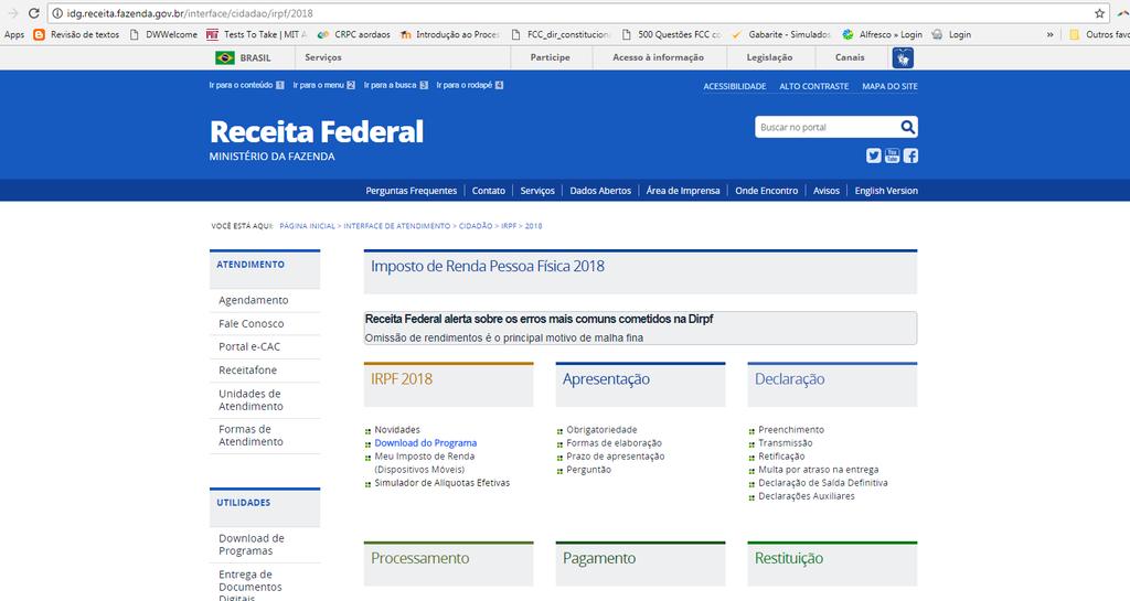 Instalar o programa do imposto de renda, disponibilizado no site da