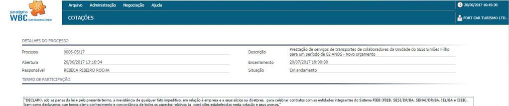 Analisar detalhes do processo e termo