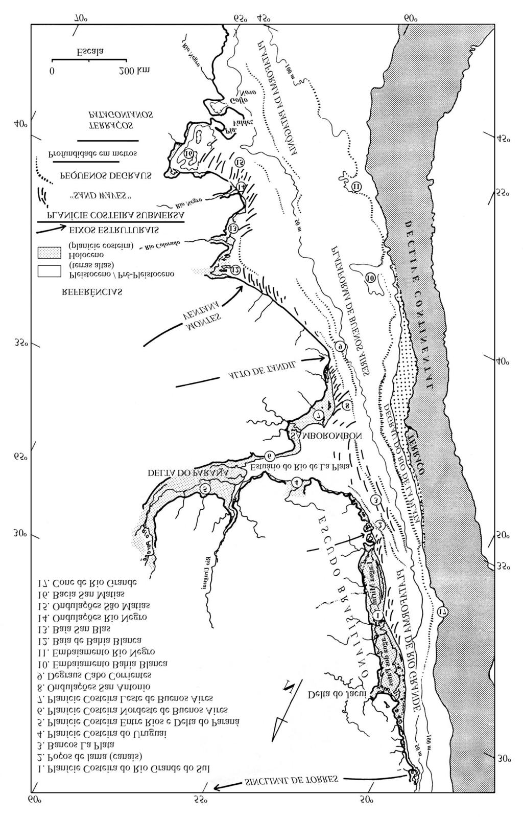 Modelos Deposicionais Marinhos e Recursos Minerais Associados 109 Figura 1 Feições fisiográficas e topográficas da zona costeira e