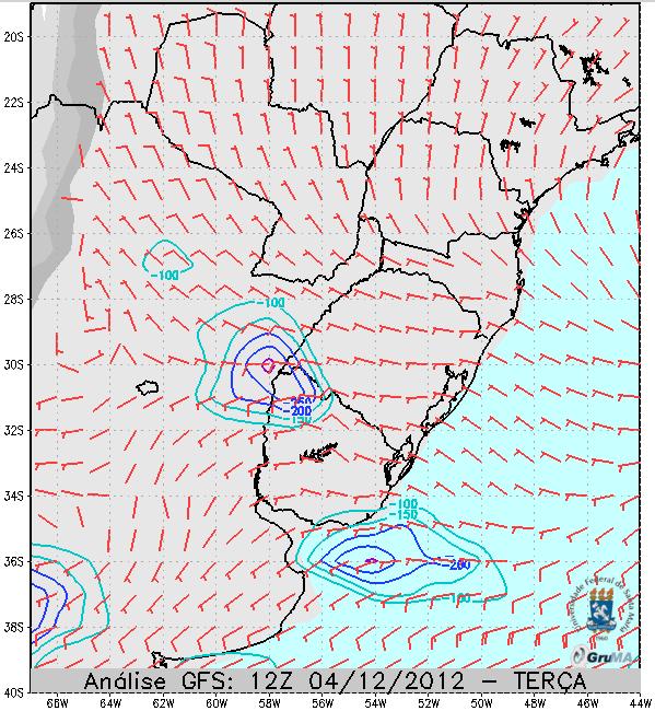 Na figura 2 pode-se observar esse escoamento quente e úmido em níveis inferiores, que atuou para desestabilizar a atmosfera.