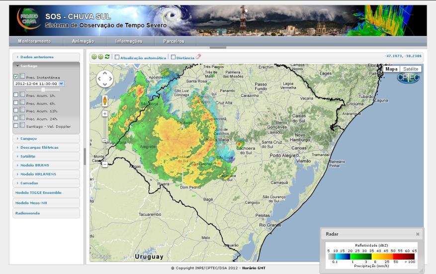 IR realçado das 1130Z do dia