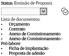 Cancelado após aceite Após mudar o status da cotação para Aceita pelo cliente é gerada uma proposta para ela no implantador, se não for baixada nenhuma pendência no implantador para essa proposta, é