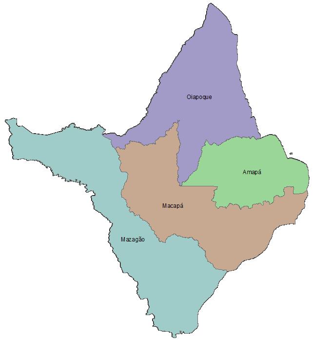 DADOS GERAIS AMAPÁ: 4 Microrregiões e 16 Municípios Área (km²) 142.828 (4%) População Total (2010) 669.526 População Rural (2010) 68.490 Nº de Estab. Agropecuários 3.527 Área dos Estab.